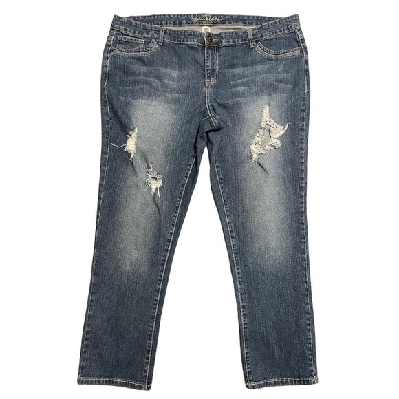 Maurices Denim Straight Distressed Jeans Stretch 24 Regular - Picture 1 of 12